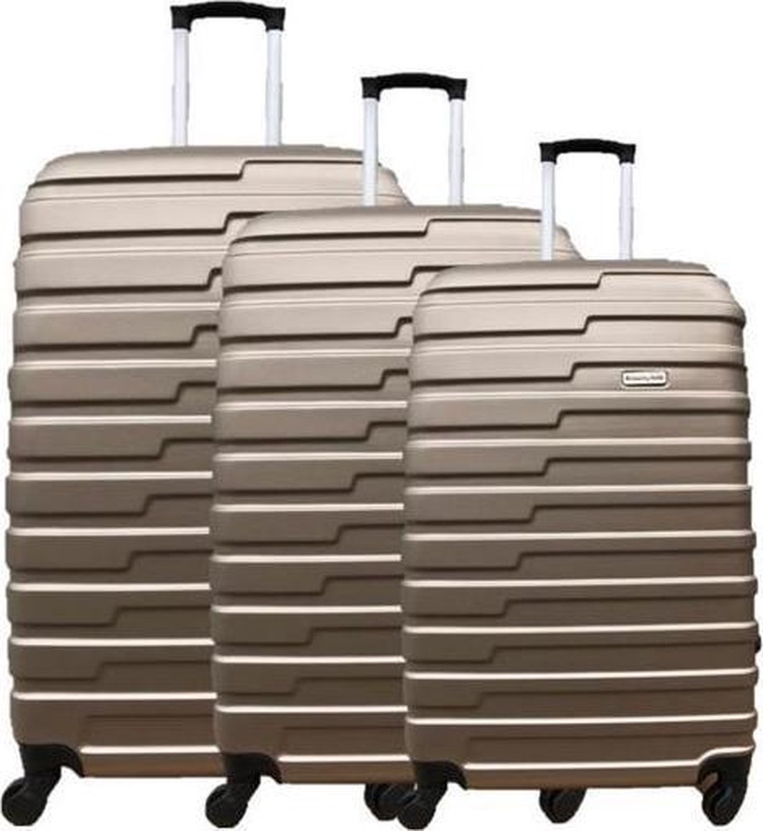 Tectake - Kofferset 3-delig champagne - hardshell - verrijdbaar