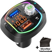 Bluetooth FM Transmitter - Autoradio -Bluetooth 5.0 - Extra Grote Microfoon - USB C - Auto Accessories - Draadloze Carkit - USB Lader - Autolader - Mp3 Speler - Bluetooth Receiver - Daily Log
