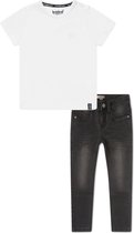 Koko Noko BIO Basics Set(2delig) Jeans NOX BLACK en Shirt Wit - Maat 110/116