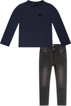 Koko Noko BIO Basics Set(2delig) Jeans NOX BLACK en Shirt LS Navy - Maat 122/128