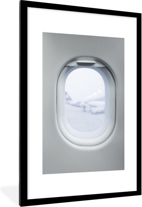 Photo dans le cadre - Vue depuis la fenêtre de l'avion Cadre photo noir  avec passe... | bol