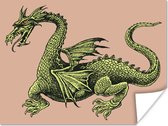 Poster Illustratie van een middeleeuwse draak - 40x30 cm