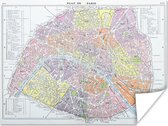 Poster Parijs - Plattegrond - Paars - 40x30 cm
