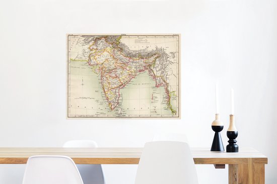 Illustration d'une carte historique de l'Inde poster 80x60 cm - Tirage photo sur Poster (décoration murale salon / chambre)