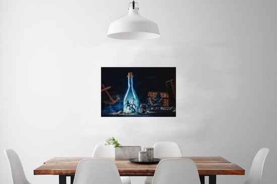 Monde de conte de fées dans une bouteille de papier pour affiche