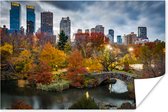 Central Park New York met een wolkenlucht poster 120x80 cm - Foto print op Poster (wanddecoratie woonkamer / slaapkamer) / Amerika Poster