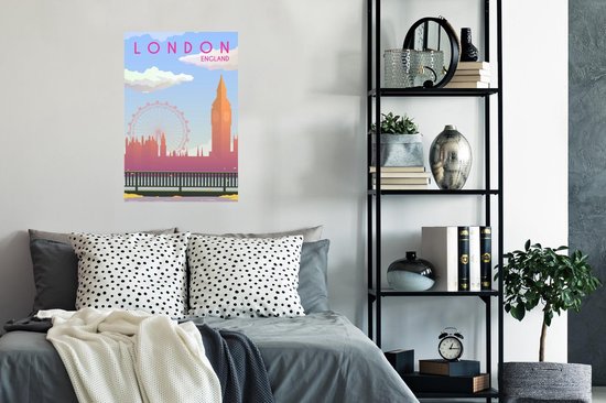 Affiche dessin de la ligne d'horizon de Londres, Angleterre - 60x90 cm