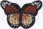Grote Vlinder - Strijk Embleem Patch - Verschillende Kleuren - 7 x 4,5 cm - Bruin