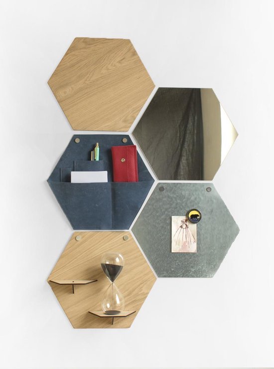 Cater Rood streepje Magneetbord - Hexagon/zeshoek - Memobord - sendzimir - 350 mm - Perfect  voor keuken... | bol.com