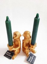 Kaarsenhouder- Kerst cadeau-Waxinelichthouder-2 stuks set-Kandelaar aap goud-Gouden kandelaar-Kaarshouder goud-