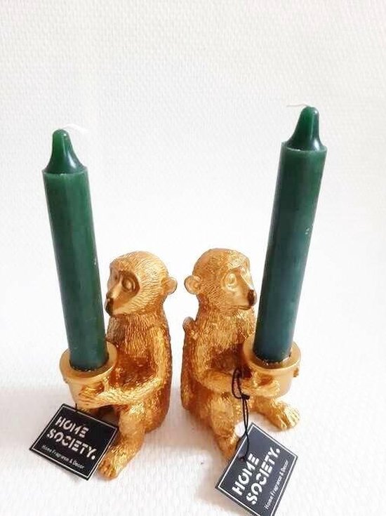 Kaarsenhouder Kerst cadeauWaxinelichthouder2 stuks setKandelaar aap goudGouden...
