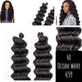Vlechthaar braids Braiding hair 6 pakken deep wave Ocean wave 55cm zacht &klitvrij haar #1