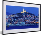 Fotolijst incl. Poster - Nacht - Marseille - Frankrijk - 60x40 cm - Posterlijst