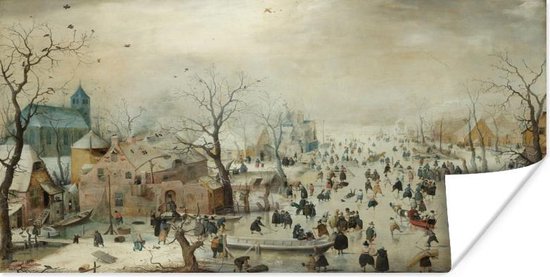 Poster - Winterlandschap met ijsvermaak - Schilderij van Hendrik Avercamp