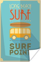 Illustration 'surf point' sur fond bleu 60x90 cm