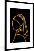 Fotolijst incl. Poster - Meisje met de parel - Johannes Vermeer - Goud - 60x90 cm - Posterlijst