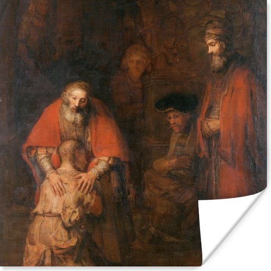 Poster Terugkeer van de verloren zoon - Schilderij van Rembrandt van Rijn - 30x30 cm