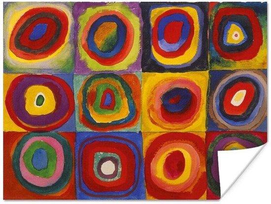 Affiches avec des cercles; une étude couleur - peinture de Vassily Kandinsky - 80x60 cm