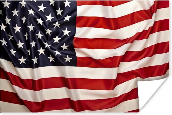 Poster Close-up van de Amerikaanse vlag - 90x60 cm