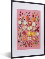 Fotolijst incl. Poster - Groente - Fruit - Roze - 40x60 cm - Posterlijst