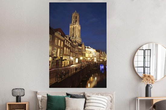 Domtoren en de oude gracht van Utrecht in Nederland Poster 120x180 cm - Foto print op Poster (wanddecoratie woonkamer / slaapkamer) / Europese steden Poster XXL / Groot formaat!