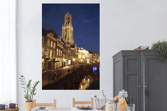 Domtoren en de oude gracht van Utrecht in Nederland Poster 120x180 cm - Foto print op Poster (wanddecoratie woonkamer / slaapkamer) / Europese steden Poster XXL / Groot formaat!