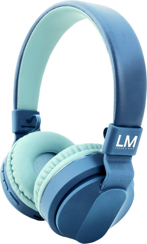 Louise & Mann Draadloze Over-Ear Kinderkoptelefoon - Bluetooth Koptelefoon voor Kinderen - Mit Microfoon (Blauw)