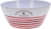 La Côte gestreepte saladeschaal rood wit restaurant de l'abbaye Ø25 cm 11 cm hoog, inhoud 3500 ml