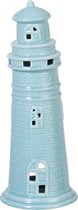 J-Line Kaarshouder Vuurtoren Porselein Blauw Set van 3 stuks