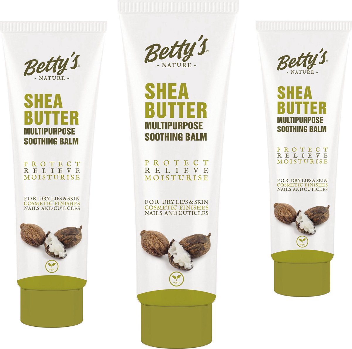 2 stuks Betty's Nature Multipurpose Soothing Balm; Shea Butter- voor droge lippen, huid en nagels2