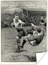 Poster Een historische illustratie van een rugby wedstrijd - 60x80 cm