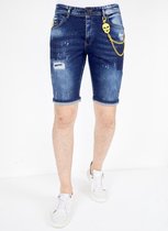 Korte Heren Broek met Verfspatten - 1051 - Blauw