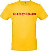 T-shirt met opdruk “Mij niet bellen” | Chateau Meiland | Martien Meiland | Goud geel T-shirt met rode opdruk. | Herojodeals