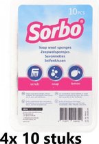 Sorbo - Zeepwol sponsjes - schuurspons met zeep - multipak 4x 10 stuks