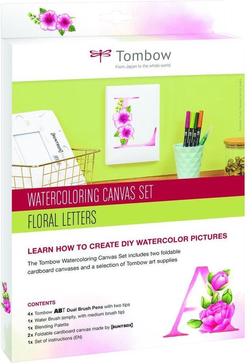 Tombow – Watercolouring canvas set – Floral Letters – Aquarelverf set