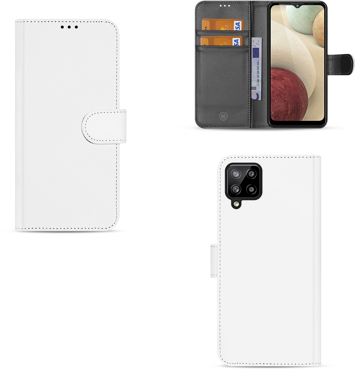 Boekhoesje voor Samsung Galaxy A12 Hoesje Wit met Pasjeshouder
