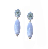 Oorbellen blauw | Swarovski | bloem | natuursteen | resin