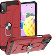 Voor LG K53 War-god Armor TPU + PC Schokbestendige magnetische beschermhoes met ringhouder (rood)