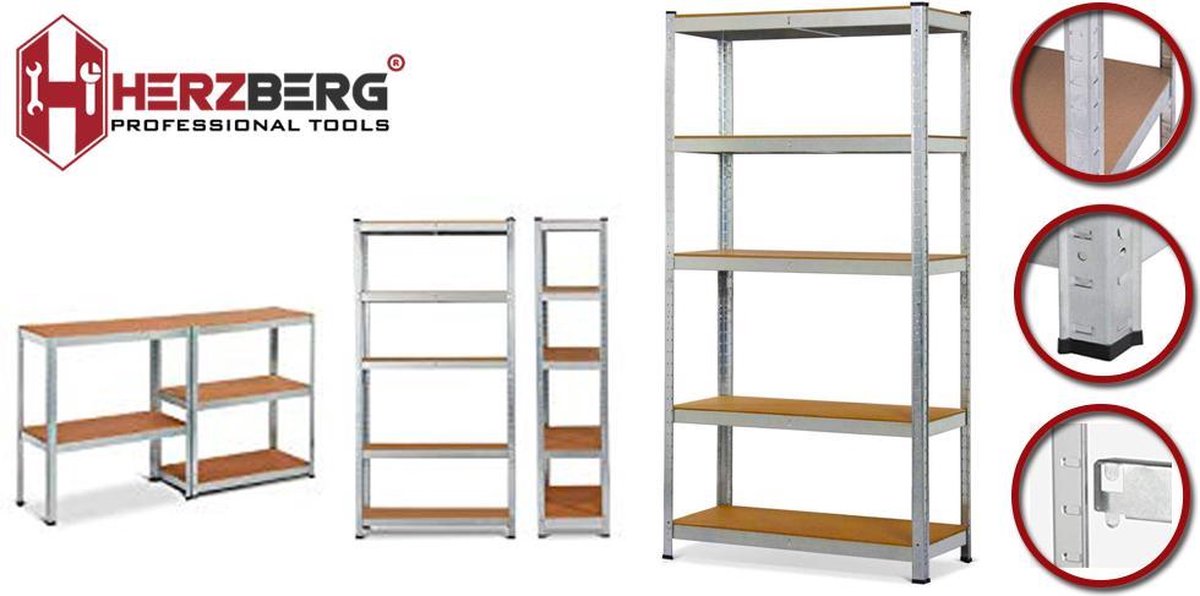 Herzberg® - Opbergrek – Plank Gegalvaniseerd staal - 180cm x 90 cm HG-8027