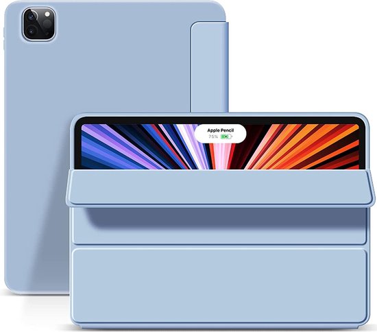 iPad Pro 11 inch (2018 - 2020 - 2021 & 2022) Hoes Licht Blauw - Tri Fold  Tablet Case -... | bol.com