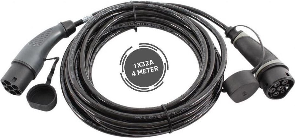 Ratio Basic Line laadkabel auto | type 2 naar type 2 | 7.4 kW | fase 1 - 32A | 4 meter
