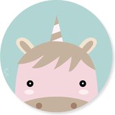 Tizato – Wandcirkel Unicorn – Muurcirkel Eenhoorn – Wanddecoratie Babykamer – Kinderkamer – Dibond – Ø 60 cm – Roze Blauw