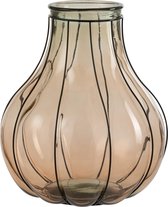 J-Line Vaas Fusion Glas/Metaal Taupe Medium