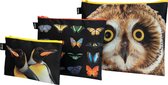 LOQI National Geographic Etuis (set Van 3) - Owl, Butterflies, Penguins
