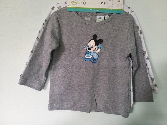 2 maal t-shirt mickey mouse baby - lange mouw - maat 62/68