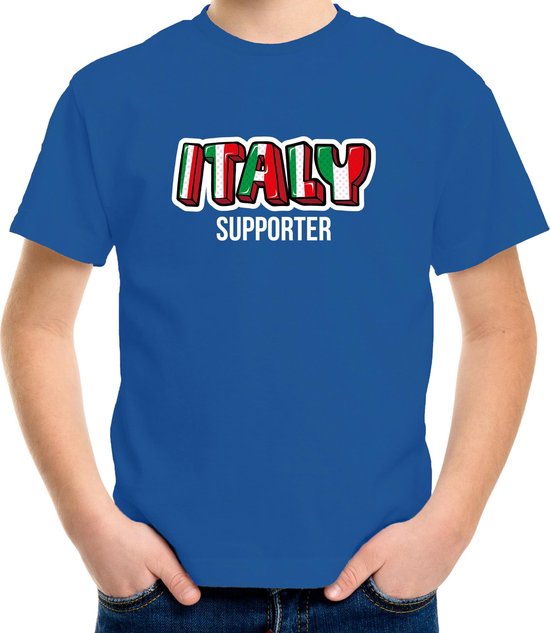 Blauw Italy fan t-shirt voor kinderen - Italy supporter - Italie supporter - EK/ WK shirt / outfit 158/164