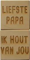 Vaderdag Cadeau  - Liefste Papa Ik Hout Van Jou - Houtenblokken - Duurzaam - Mannen Cadeau Papa