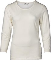 Dames shirt basic off white met marine accent, 3/4e mouw | Maat L