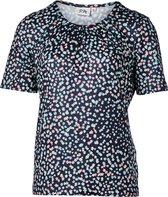 Dames korte mouwen shirt plooien bloemenprint | Maat 3XL