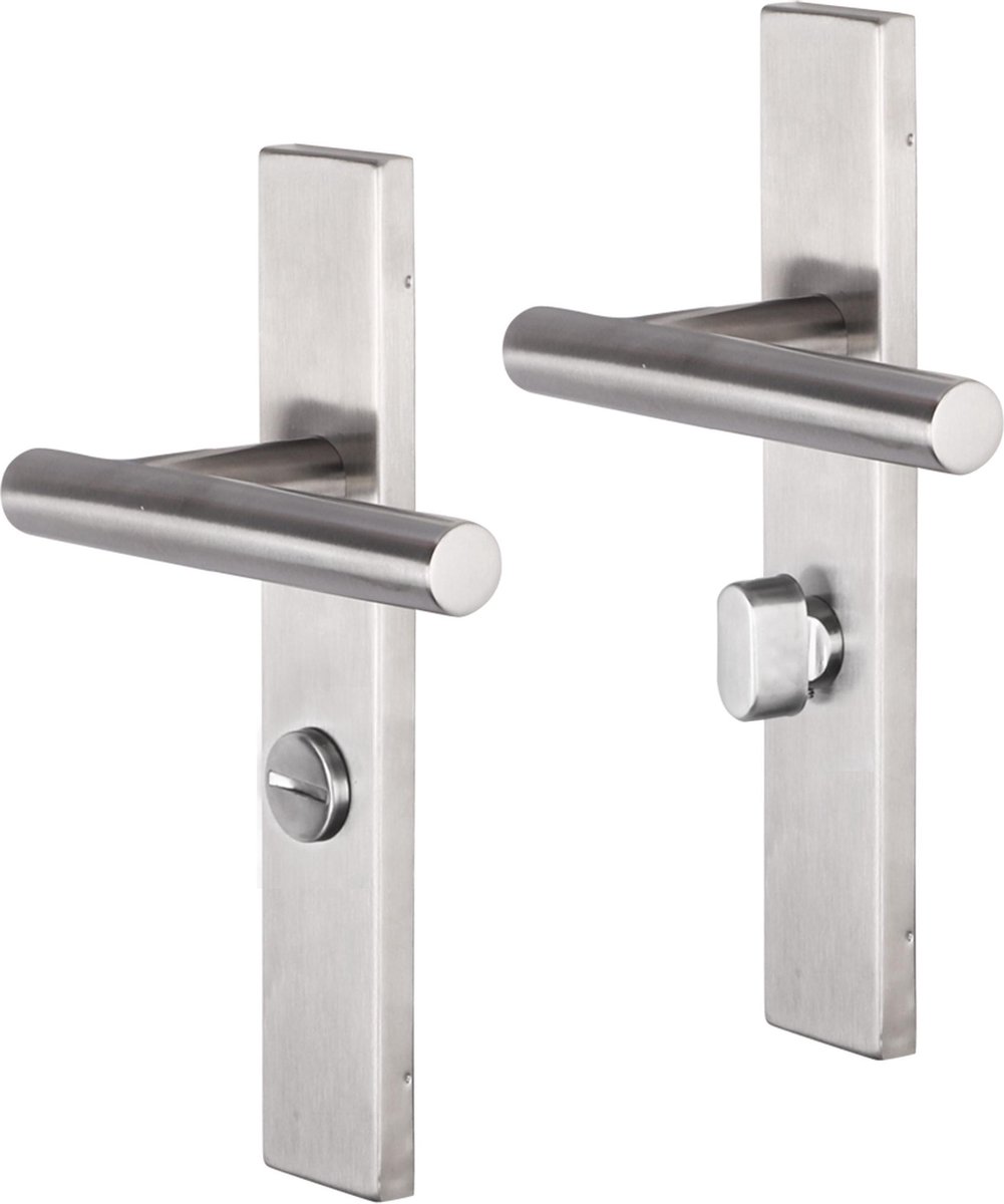 Deurkruk - Impresso Chelsea - Voor binnen - Vierkant deurschild met toiletsluiting - RVS - 2 stuks
